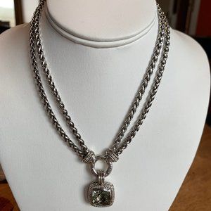 David Yurman Prasiolite Pendant with Pave Diamonds